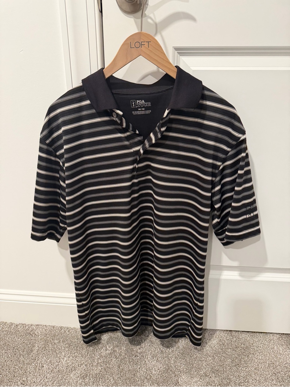 PGA Tour Striped Men’s Medium Polo Shirt